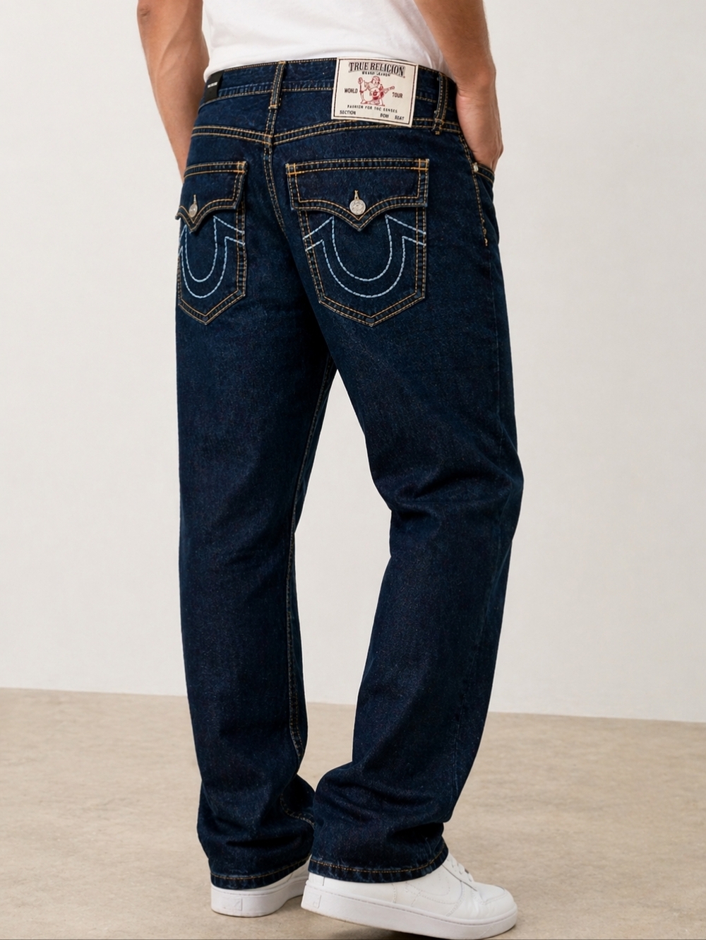 🔥 True Religion Ricky Big T Flap Jeans 36x30 Dark Wash Straight - Picture 2 of 13